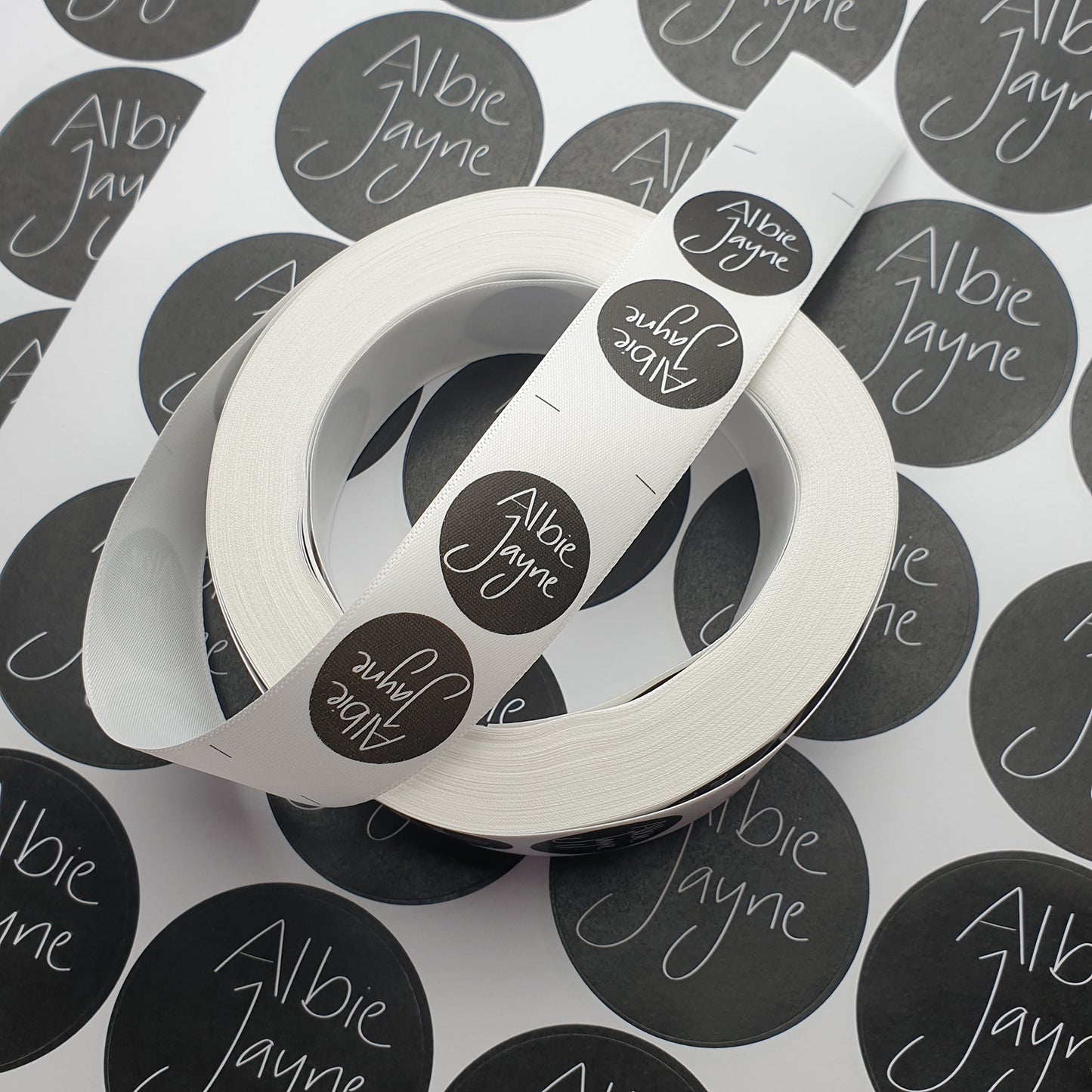 ~WHITE SATIN - STANDARD PRINT - FABRIC LABELS