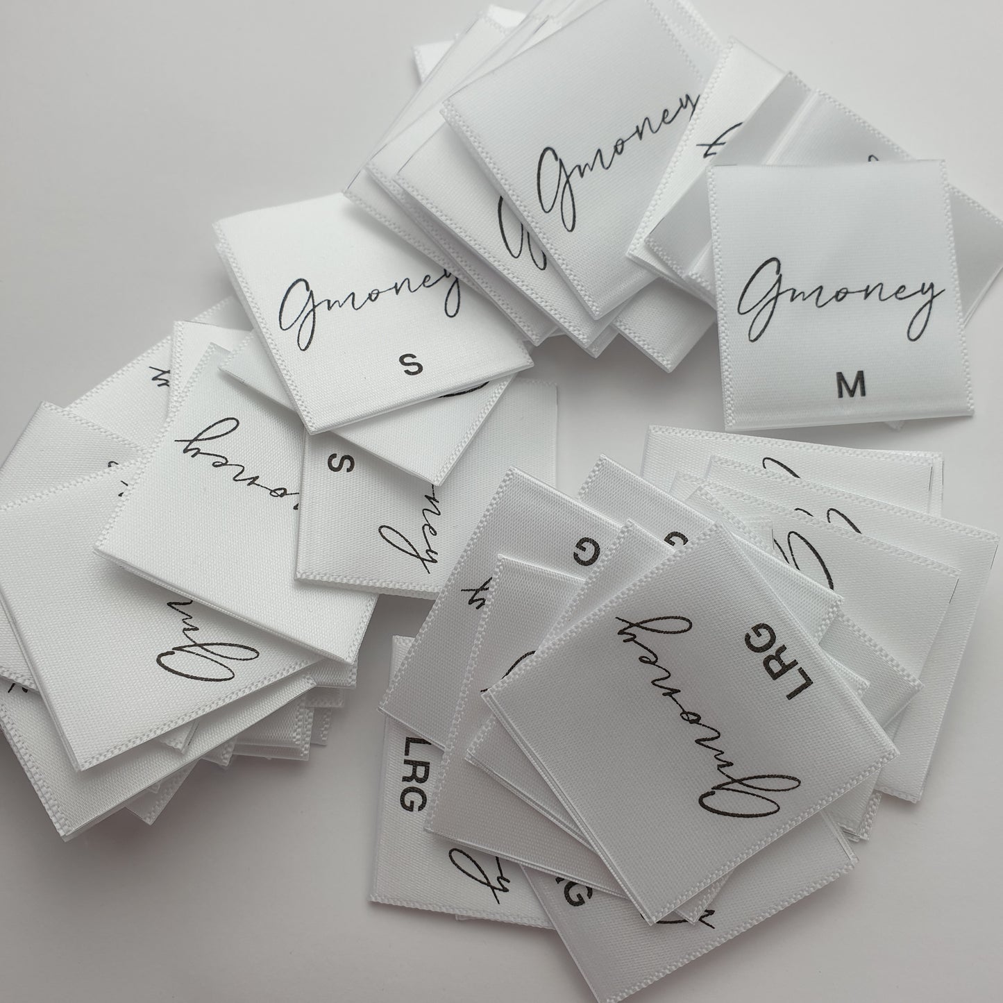 ~WHITE SATIN - STANDARD PRINT - FABRIC LABELS