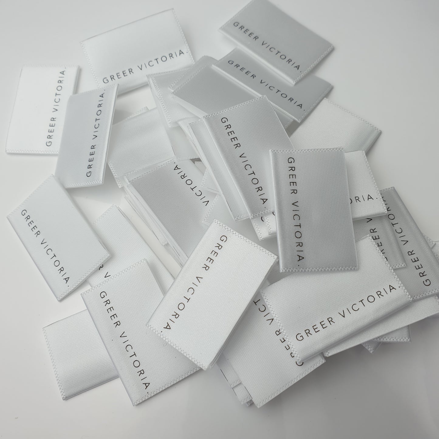 ~WHITE SATIN - STANDARD PRINT - FABRIC LABELS