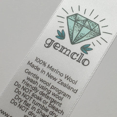 ~WHITE SATIN - PERMANENT PRINT - FABRIC LABELS