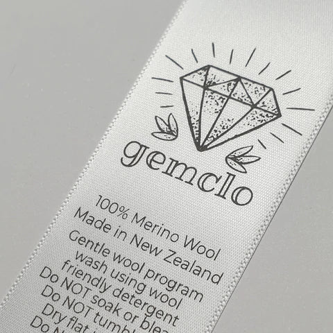 ~WHITE SATIN - STANDARD PRINT - FABRIC LABELS