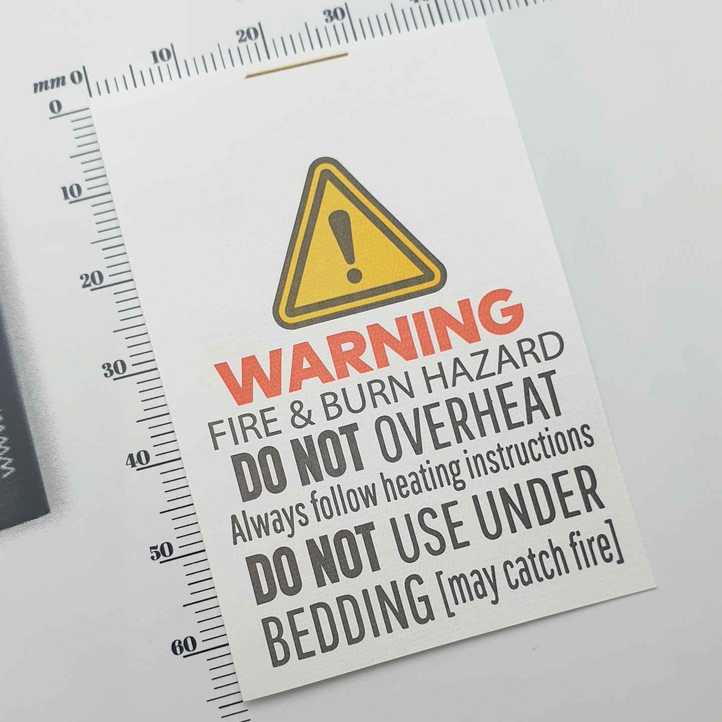 MICROWAVABLE HEAT PACK SAFTEY WARNING LABELS - PRINTED SATIN OR TAFFETA LABELS