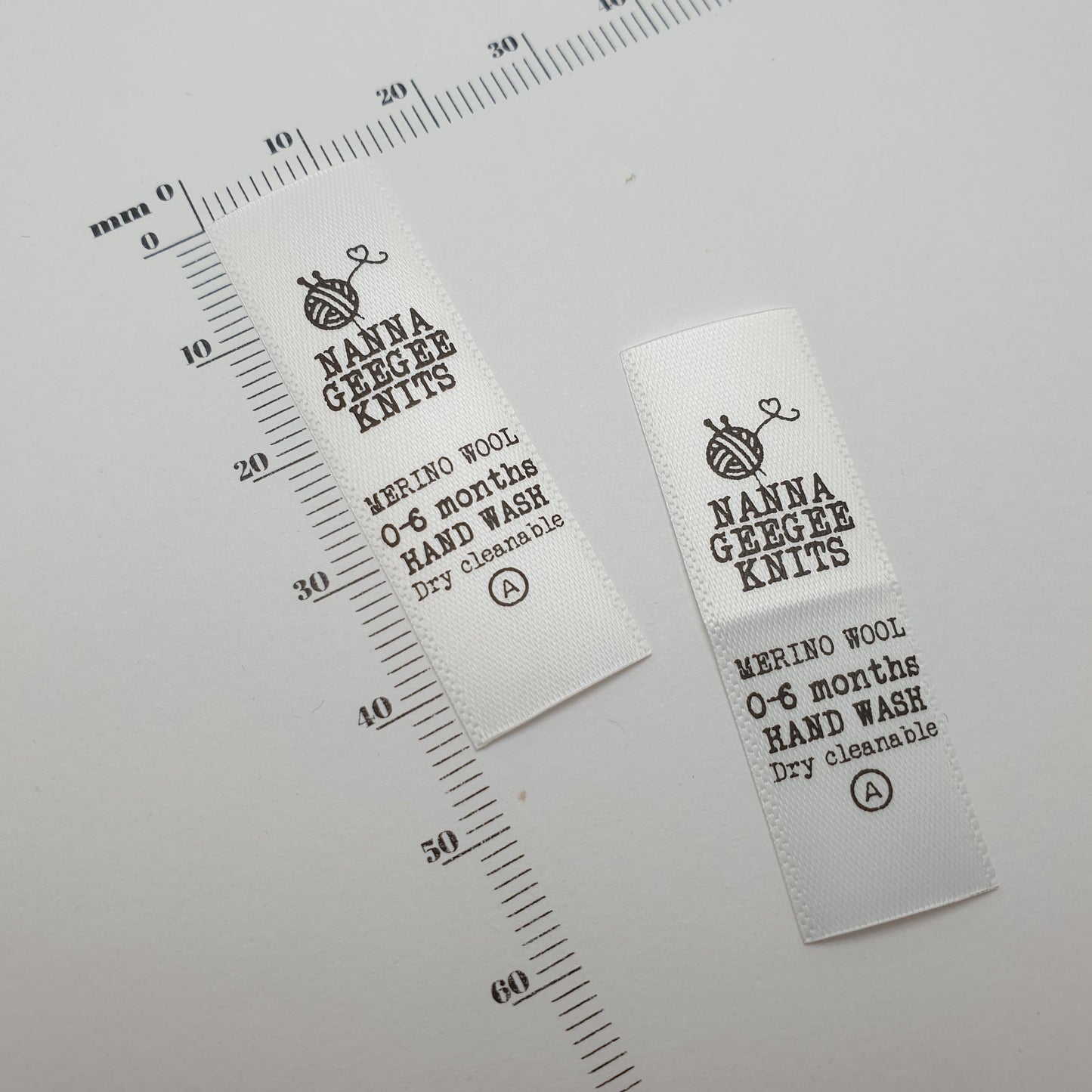 ~WHITE SATIN - STANDARD PRINT - FABRIC LABELS
