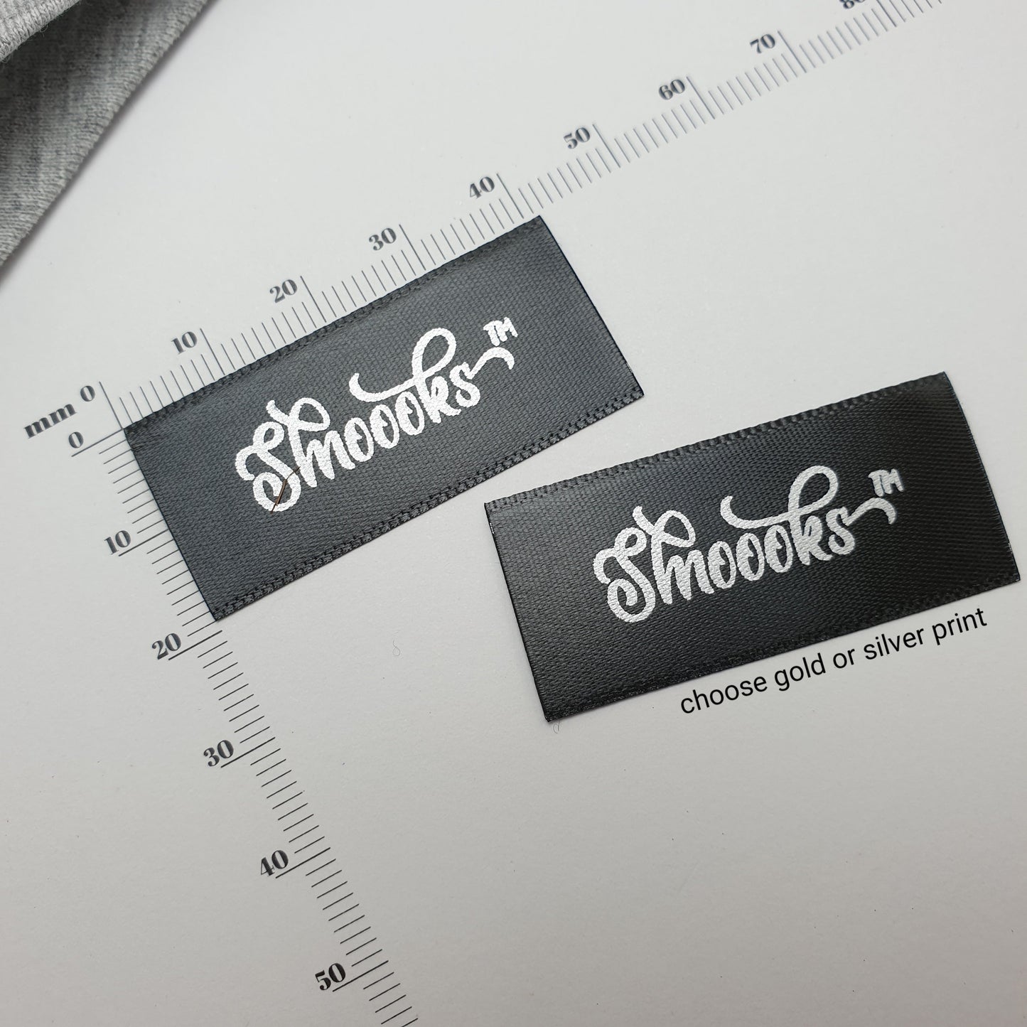 ~BLACK SATIN - STANDARD PRINT - FABRIC LABELS