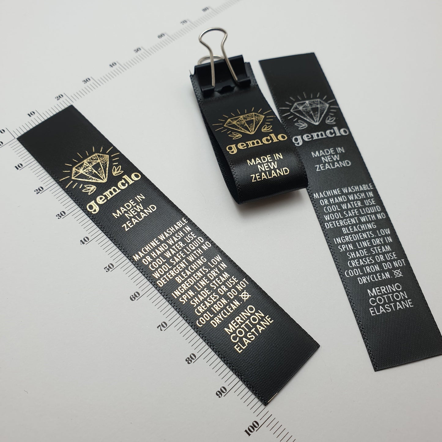~BLACK SATIN - STANDARD PRINT - FABRIC LABELS