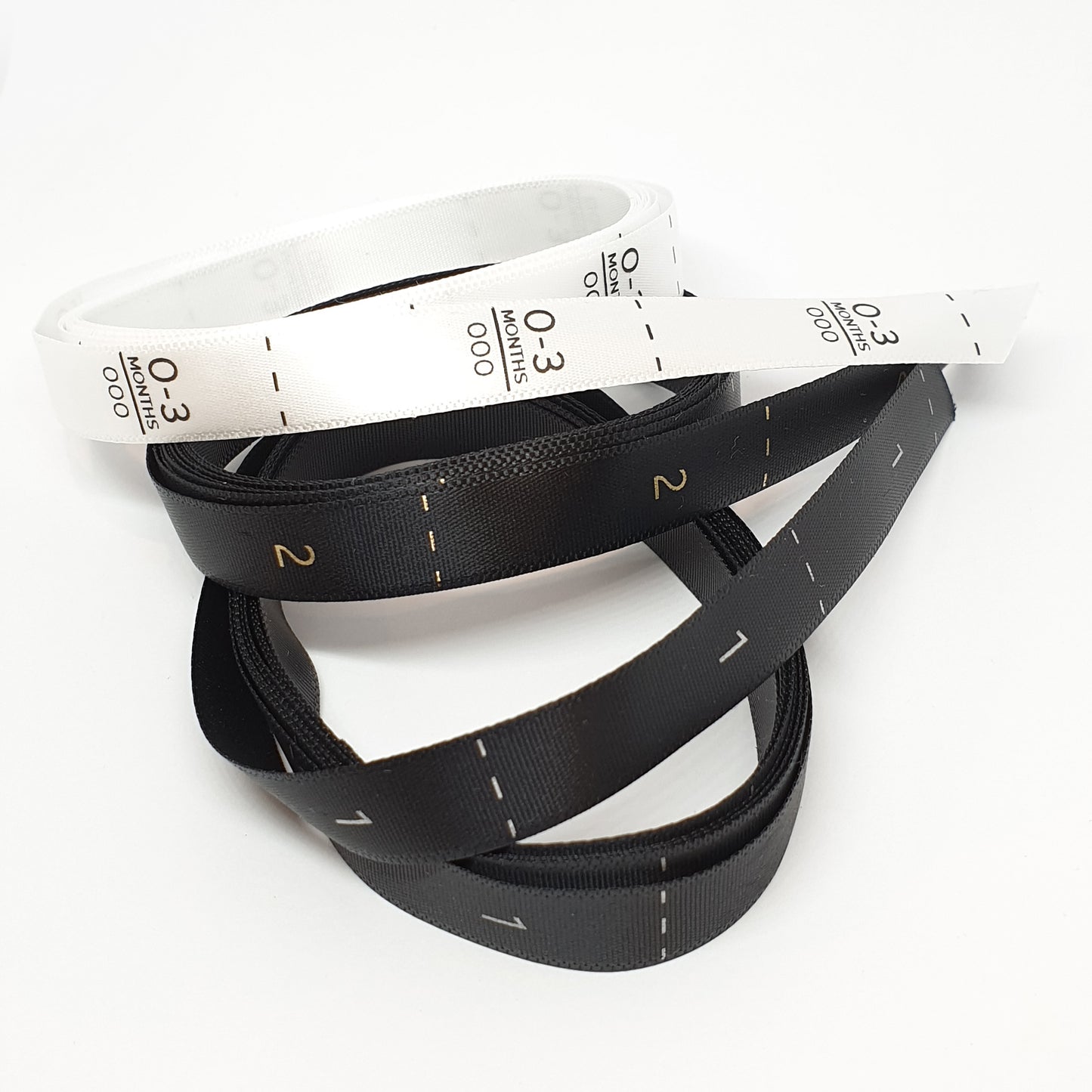 SATIN SIZE LABELS [WHITE or BLACK] - Labels by Shelley