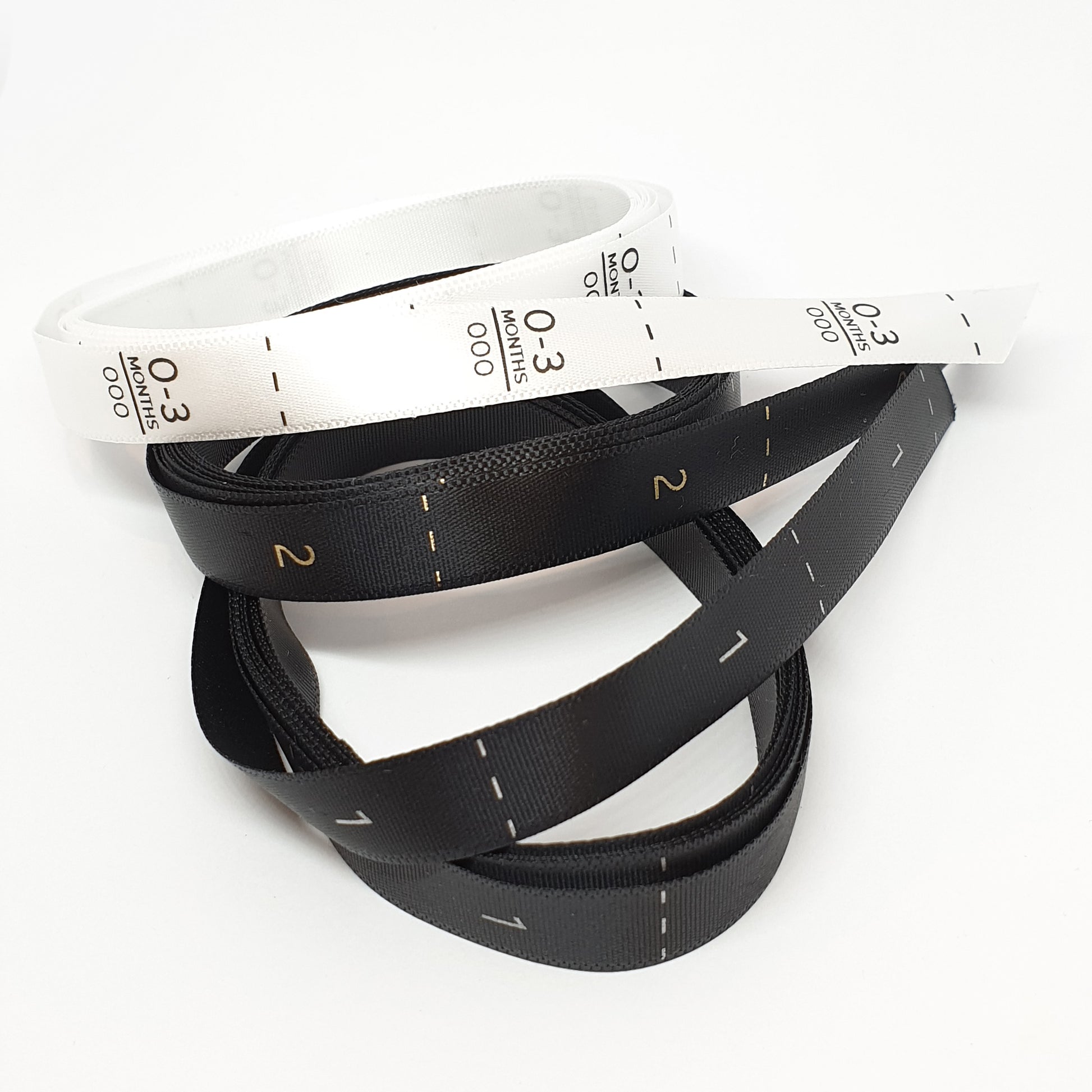 SATIN SIZE LABELS [WHITE or BLACK] - Labels by Shelley